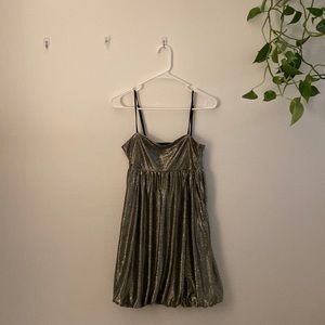 Gold Sparkly Balloon Dress